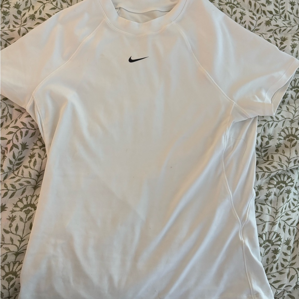 Nike White Sports Tee with Black Logo